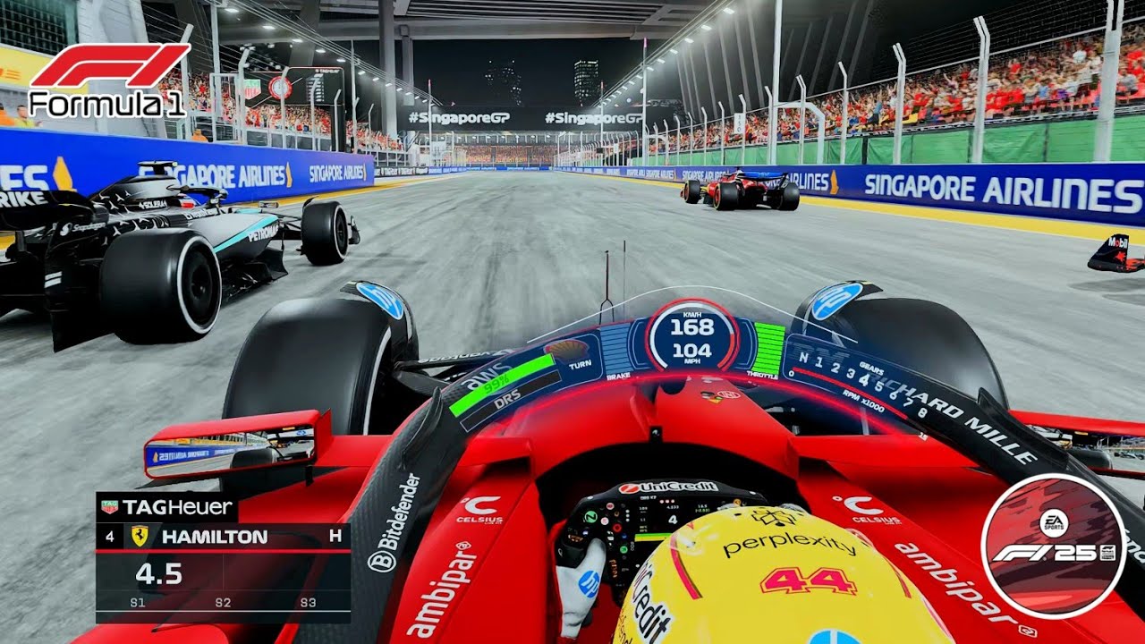 F1 25 | Realistic HUD | Singapore GP | 25% Race | Lewis Hamilton Ferrari SF25 | From P4