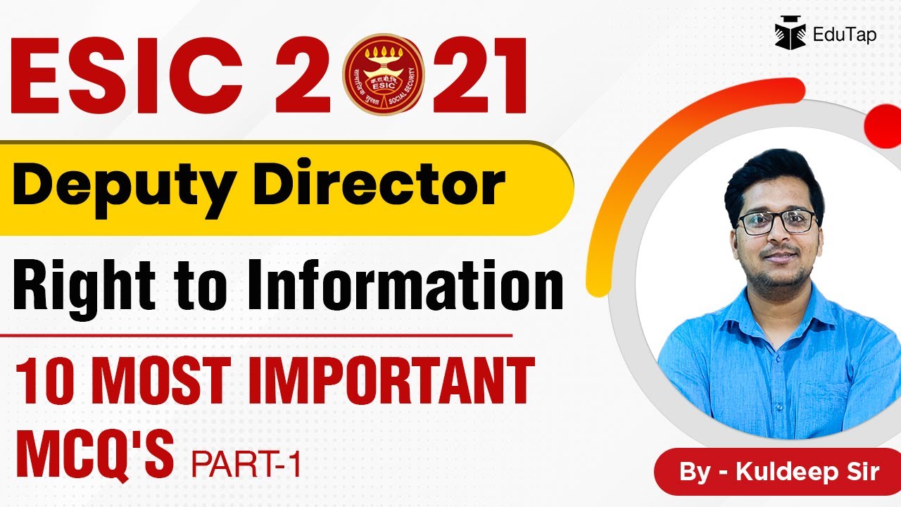 10 Most Important MCQ's of Right to Information Act Part - 1 | ESIC Deputy Director 2021