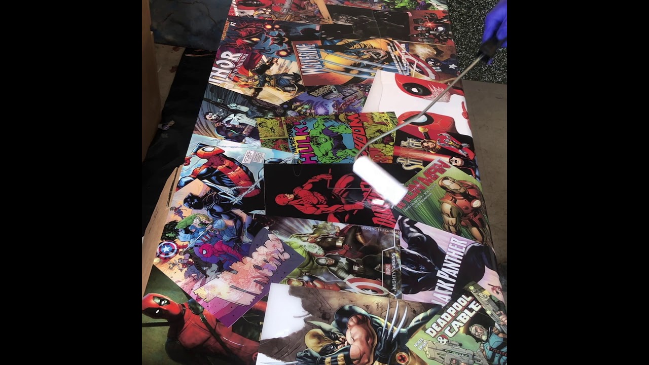 Marvel sticker epoxy resin worktop