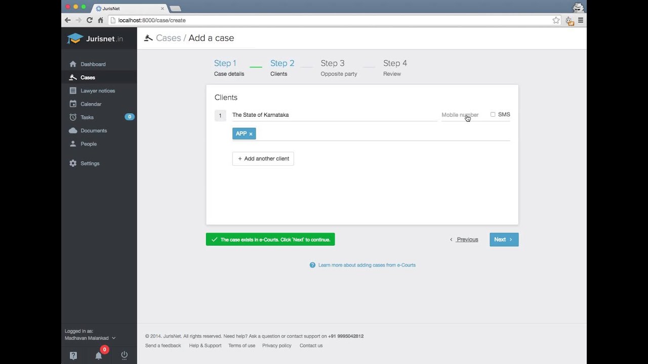 Add case from e-Courts to Jurisnet