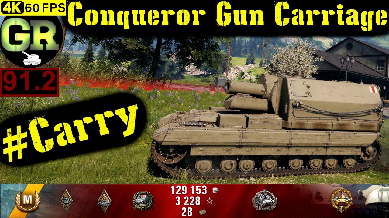 World of Tanks Conqueror Gun Carriage WoT Replay - 3 Kills 7.2K DMG(Patch 1.4.0)
