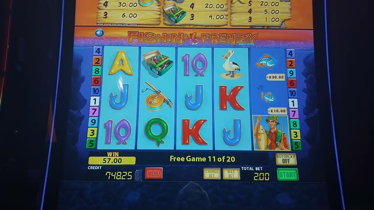 5 scatters fishing frenzy bonus  &pound;2 stake - 20 freespins