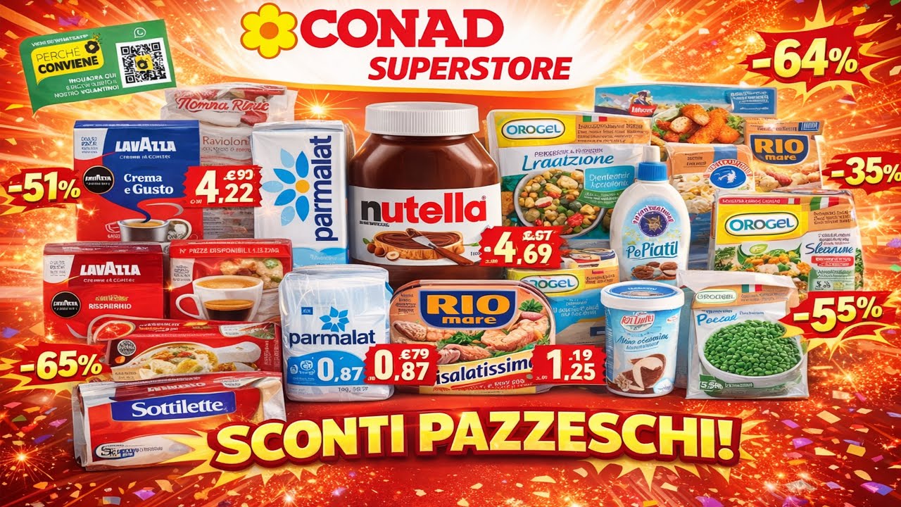 VOLANTINO CONAD SUPERSTORE DAL 29 GENNAIO AL 7 FEBBRAIO 2026 ANTEPRIMA SCONTI PAZZESCHI SOTTO COSTO