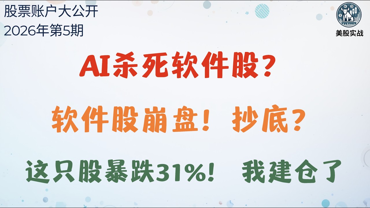 软件股遭遇史诗级暴跌：恐慌，还是长期机会？｜AI会不会杀死软件公司？一次说清这轮软件股大跌｜我的软件股布局思路