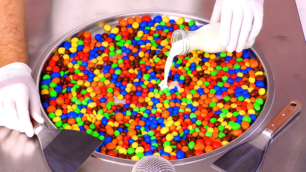 Как приготовить МАССОВЫЕ роллы с мороженым M&M’s | АСМР (без разговоров)