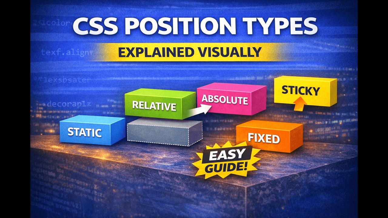 CSS Position Types Explained Visually | Static, Relative, Absolute, Fixed & Sticky (Bangla Tutorial)