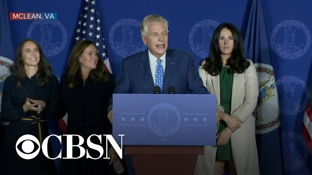 Democrat Terry McAuliffe speaks as rival Glenn Youngkin leads