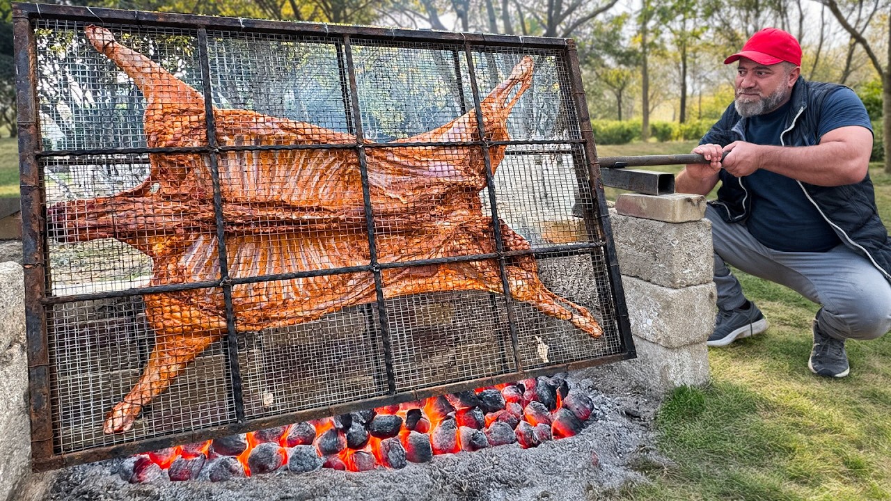 The Most Flavorful Whole Lamb Cooked On A Grill Spit