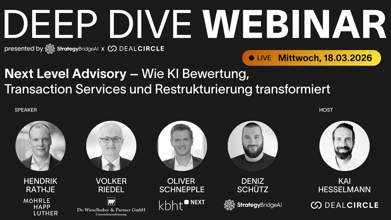 Webinar Next Level Advisory: Wie KI Bewertung, Transaction Services & Restrukturierung transformiert
