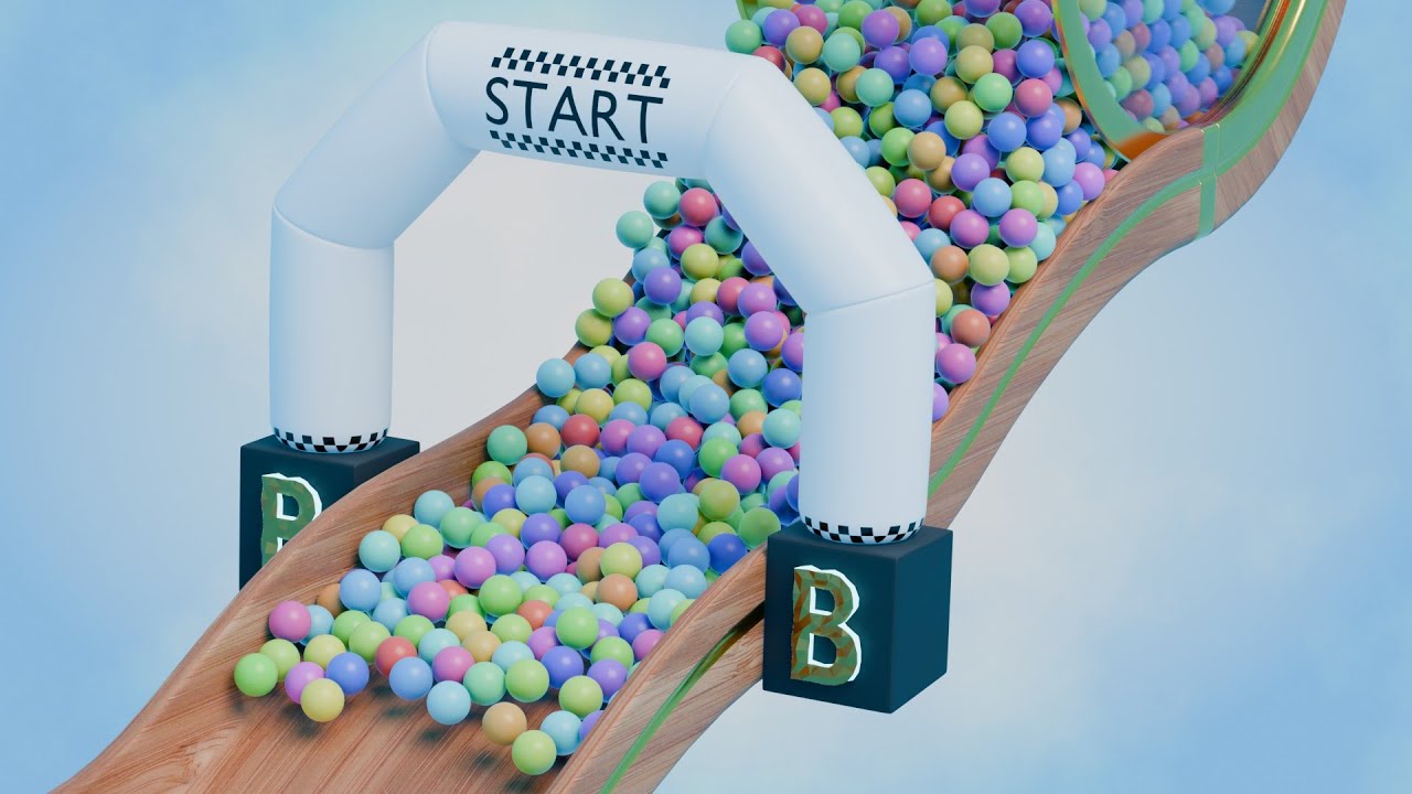 🟩 MARBLE RUN Sim: 5 Cube Obstacles | Blender Rigid Body Simulation