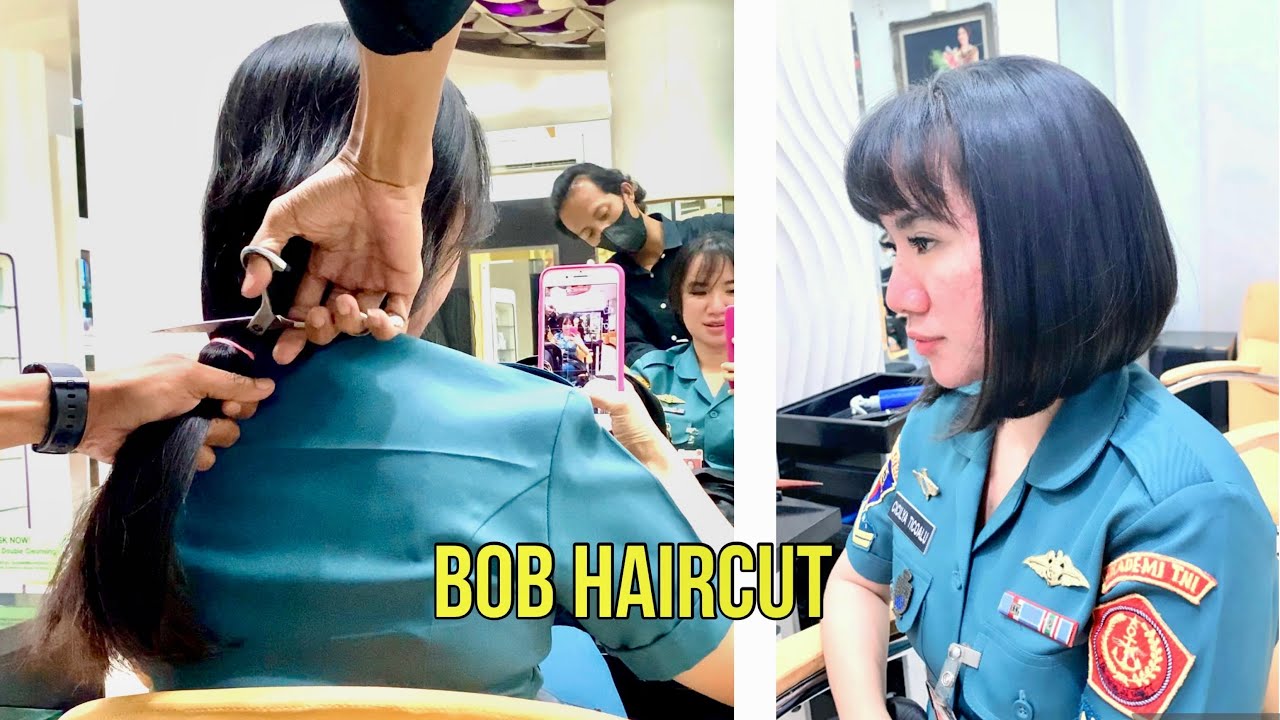 BOB HAIRCUT | TNI CANTIK | Potong Rambut bob | Hair Transformation | Hairstyle | DIY | ASMR