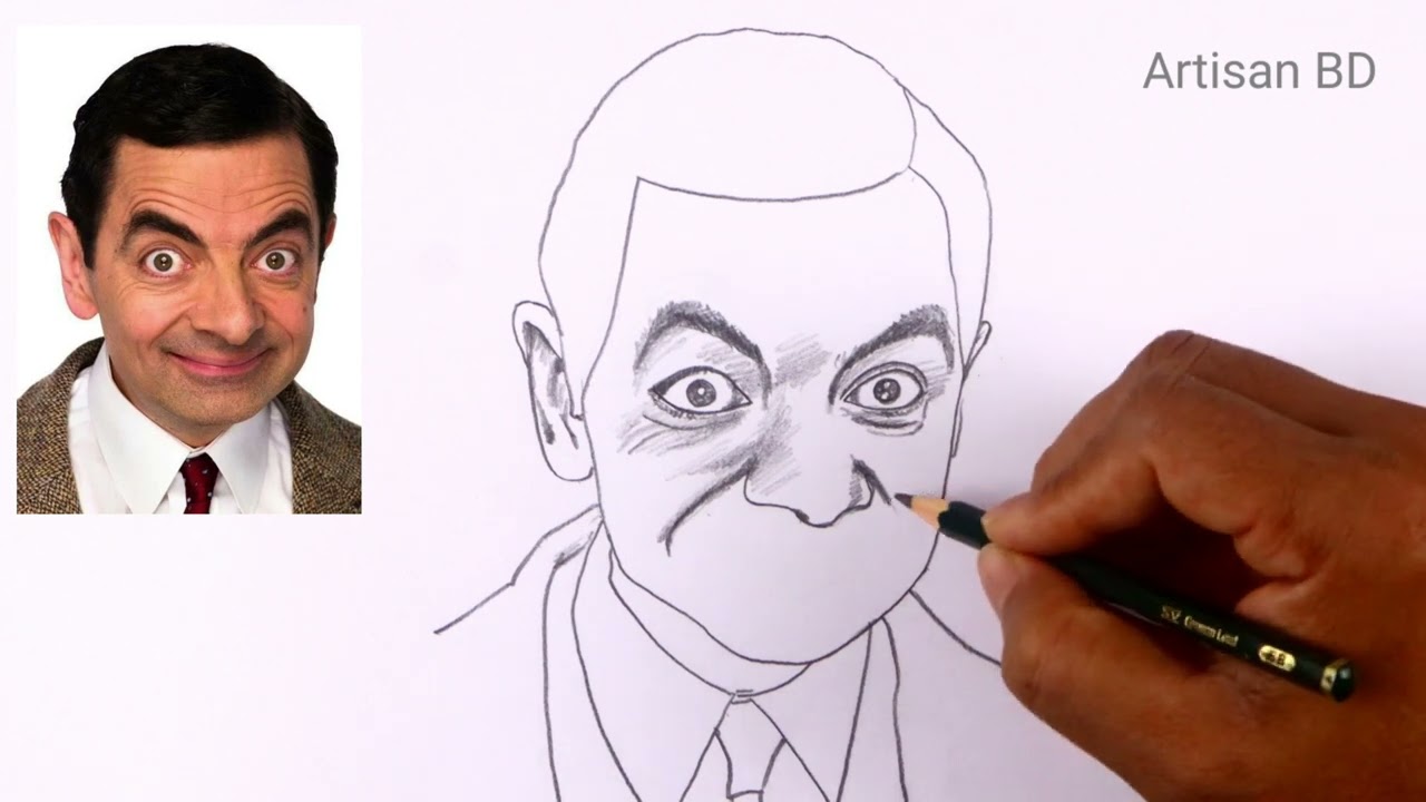 How To Draw Realistic Portrait Mr Bean Step By Step Tutorial #mrbean