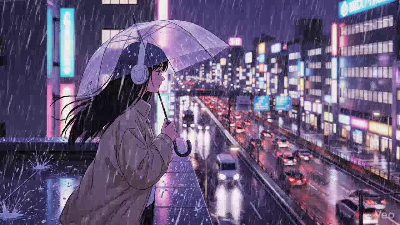 Rainy Night ASMR 🌧️ Neon Japan Lofi Chillhop