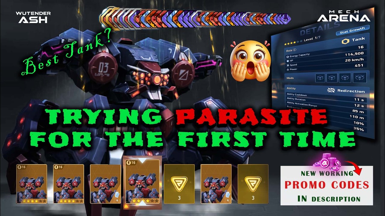 TRYING PARASITE FOR THE FIRST TIME | wutender ASH | #gameplay #mecharena #promocode #parasite #ecr