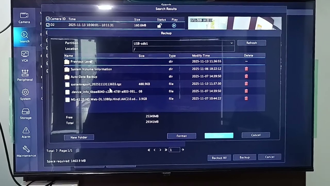 How to take backup from NVR by pendrive 