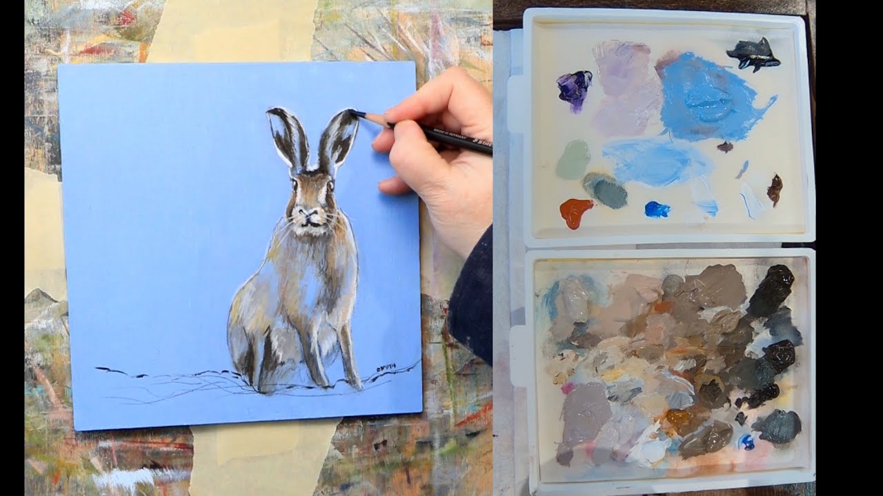 Blue Hare: Painting an animal portrait in acrylics & mixed media- no narration