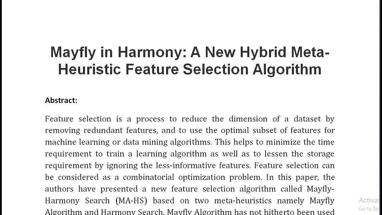 Mayfly in Harmony A New Hybrid Meta Heuristic Feature Selection Algorithm