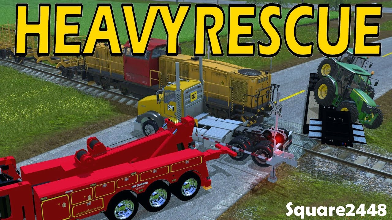 Farming Simulator 17 - Heavy Rescue - Train Hits Semi Stuck On Tracks