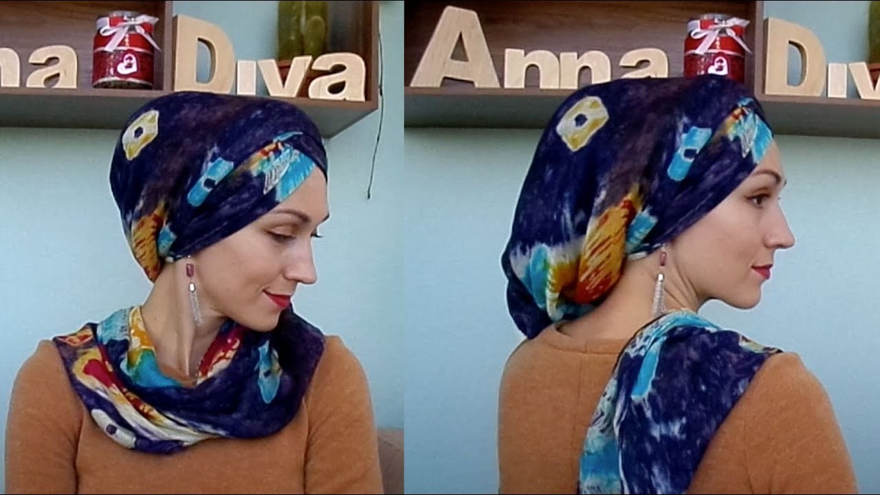 Фасон для широкого палантина - закрываем голову и шею + про каркас с Али. Hair wrap tutorial