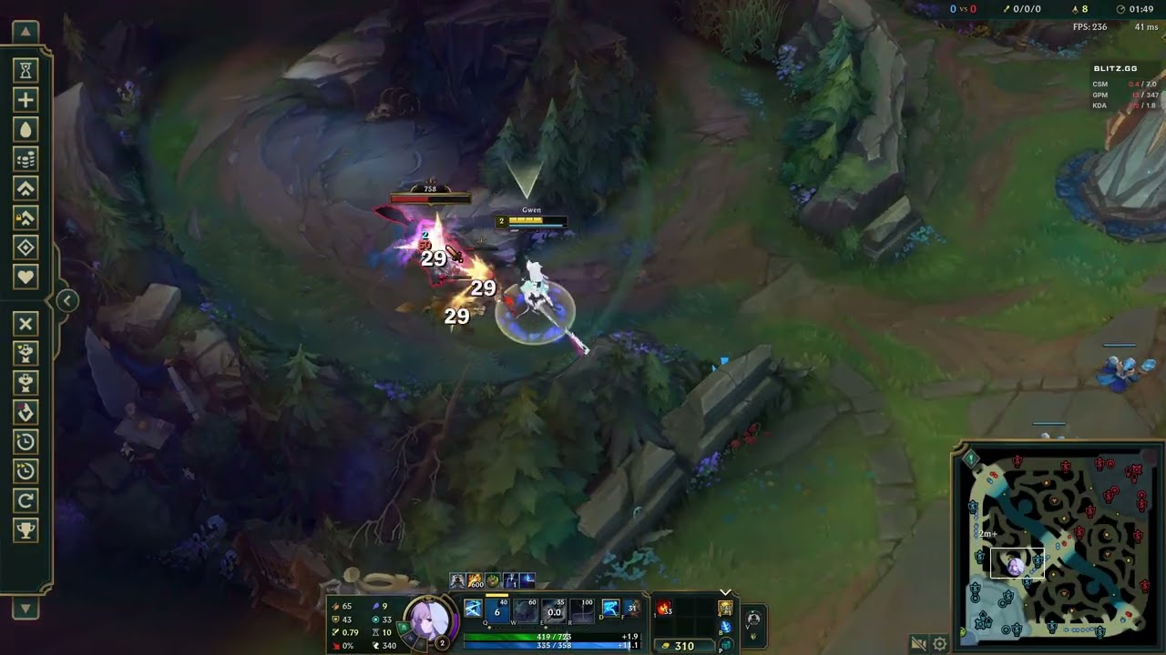 Gwen 26.04 Jungle clear 2:48 Blue start (1 smite)