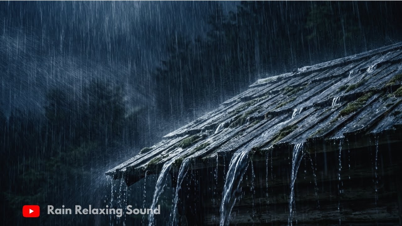 Heavy Night Rain on a Secluded Log Cabin Roof | Deep Sleep Ambience