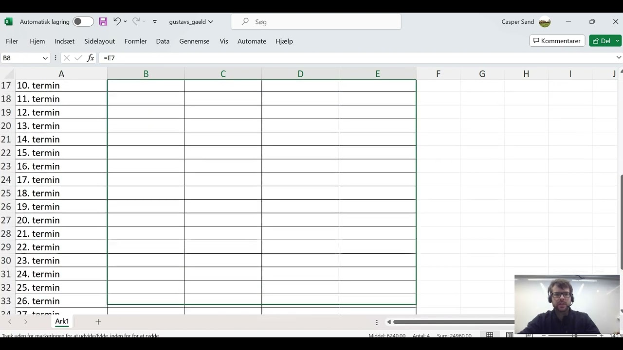 Excel gældsafvikling, afbetaling af lån