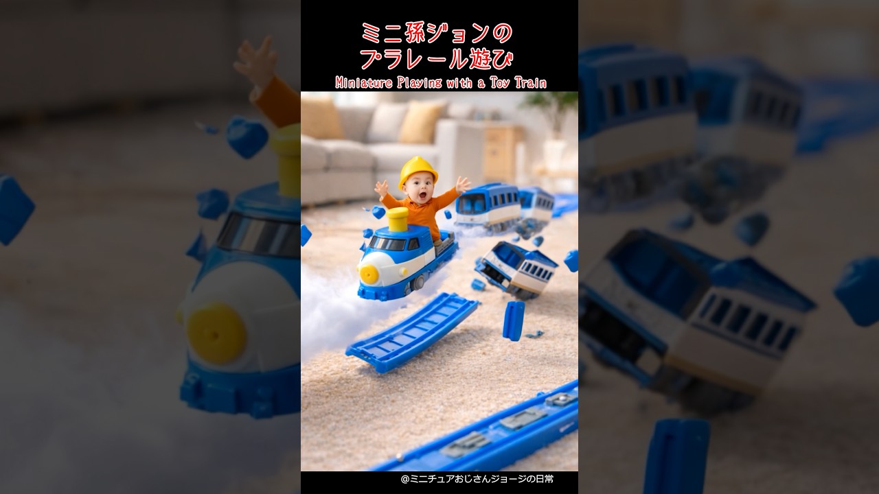 ジョンのプラレール遊び#ミニチュア #孫 #おもちゃ #遊び #家族