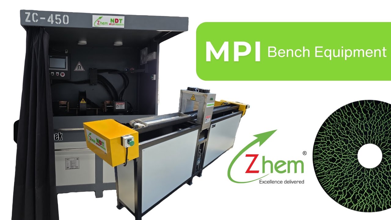 Magnetic Particle Inspection (MPI) Bench Equipment for Aerospace Applications.