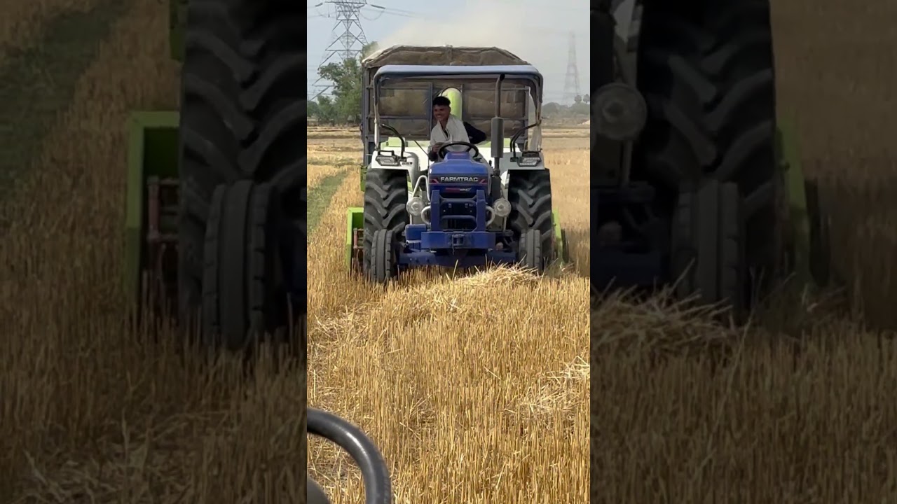 Farmtrac 60 powermaxx vs straw reaper full power test 🔥🦁#youtubeshorts #virqlshorts