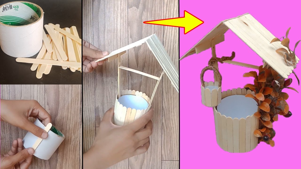 Ice cream stick craft idea | Water Well made with Ice cream Stick | Ice cream Stick House