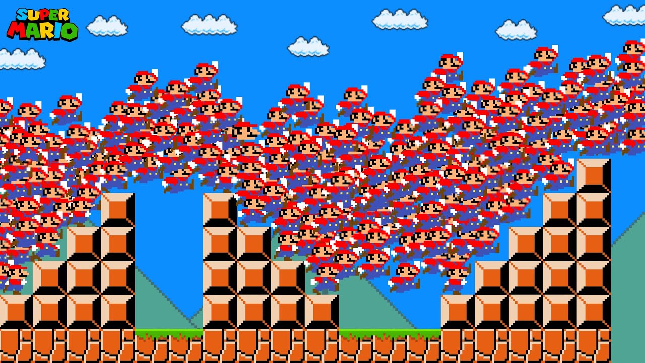 Super Mario Bros. but Mario and 9999 Mario's March Madness!?