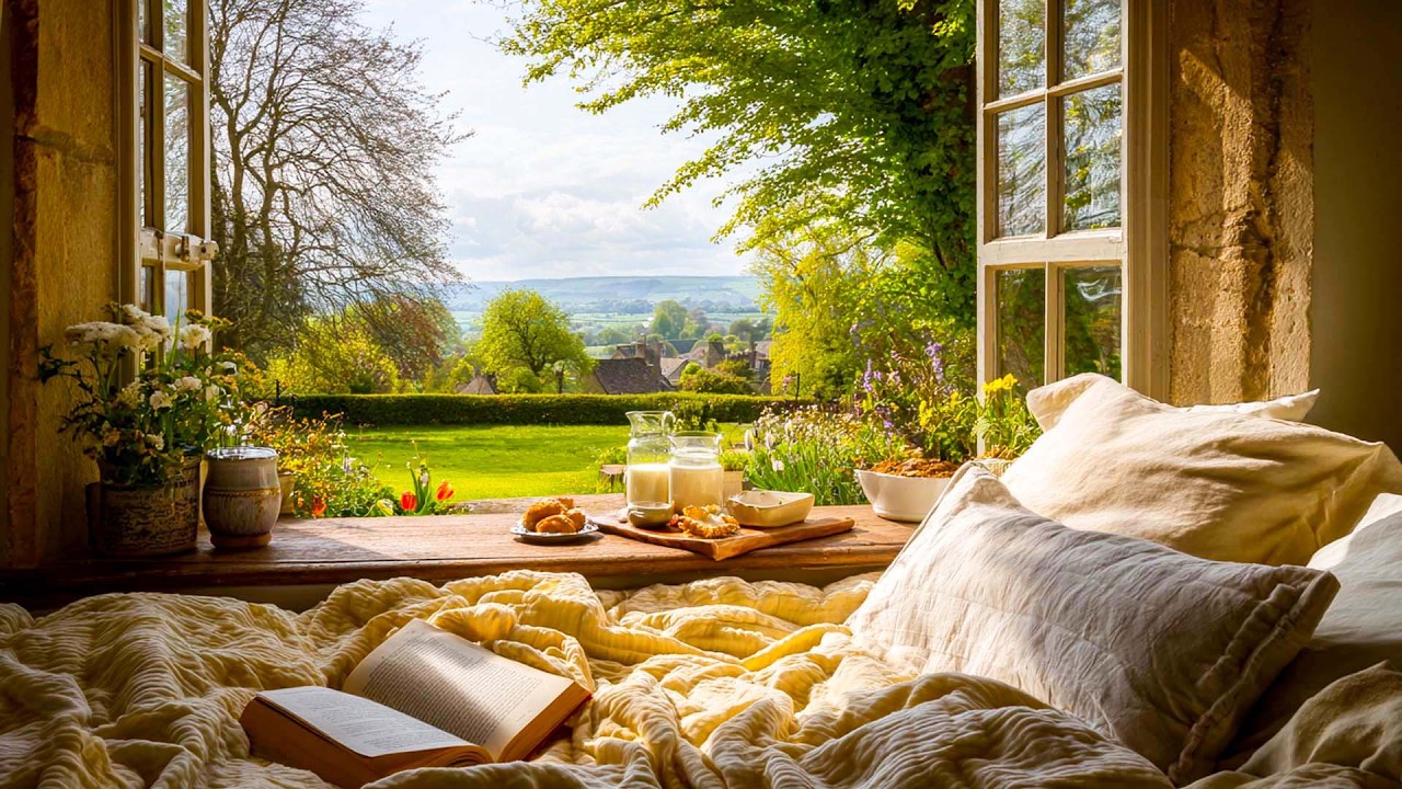 A Lazy Morning by the Spring Cottage Window & Calm Daylight + Birdsounds,..for Relax, Rest, Calm☀️☕🌿