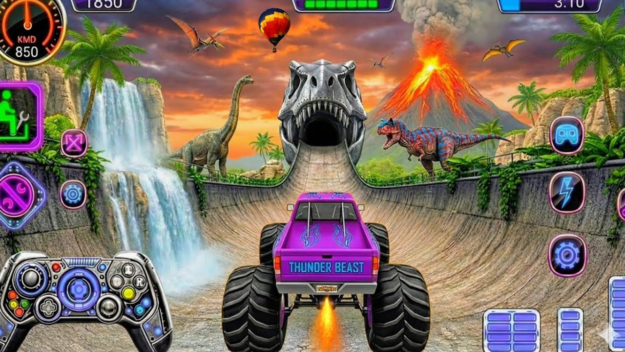 Monster Truck Mega Ramp Extreme Racing - Impossible GT Car Stunts Driving - Gadi game - gameplay 🔥