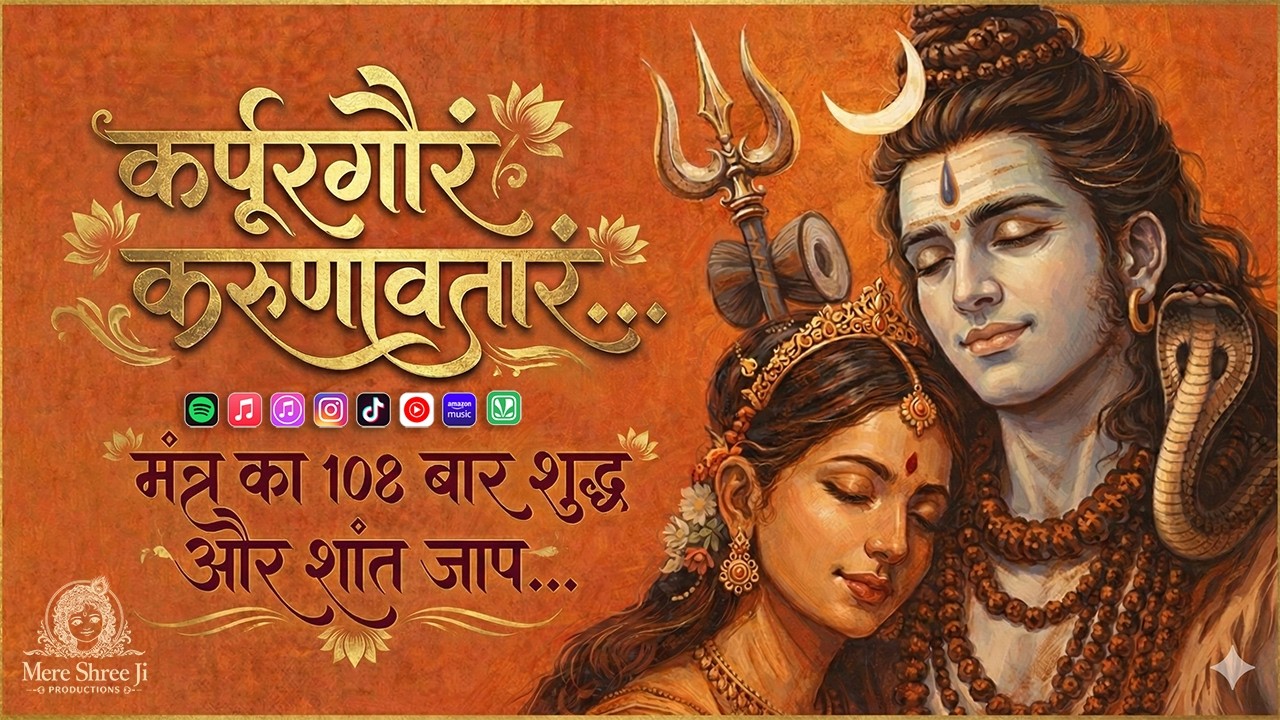 कर्पूरगौरं करुणावतारं 108 Times | Karpur Gauram Karunavtaram Peaceful Female Voice Jaap | अर्थ सहित
