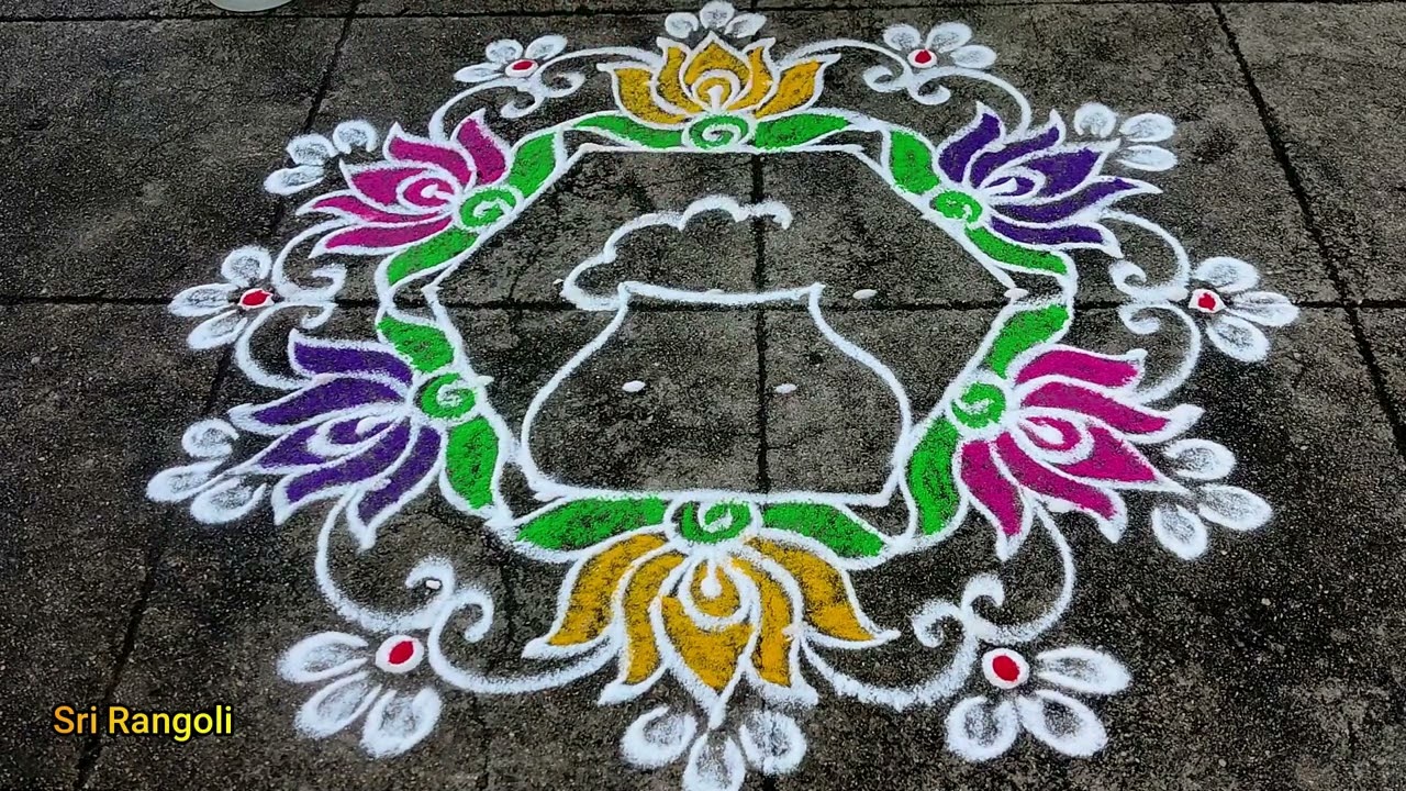 Easy Pongal Pot Rangoli 2024 | Bhogi Kundala Muggulu|Sankranthi Special Muggulu designs| #SriRangoli