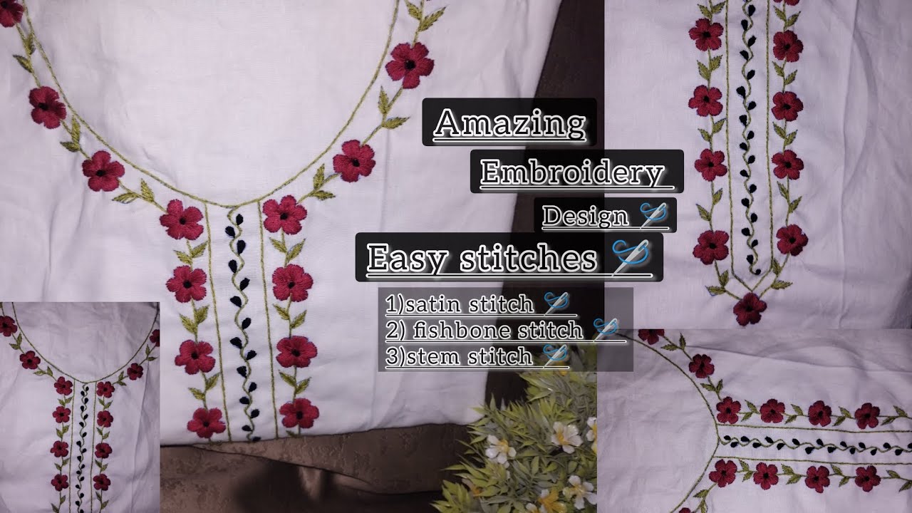 Beautiful embroidery design🩷|popular embroidery stitches|#youtubevideo#embroidery#viral#art#creative