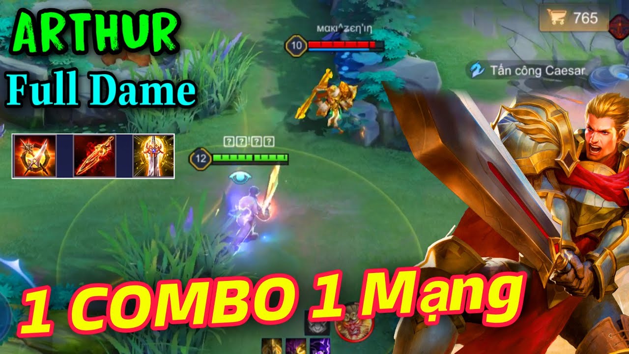 ARTHUR full dame mới cấp 12 m&agrave; 1 COMBO 1 Mạng || Trang Bị v&agrave; Ngọc Mạnh Nhất