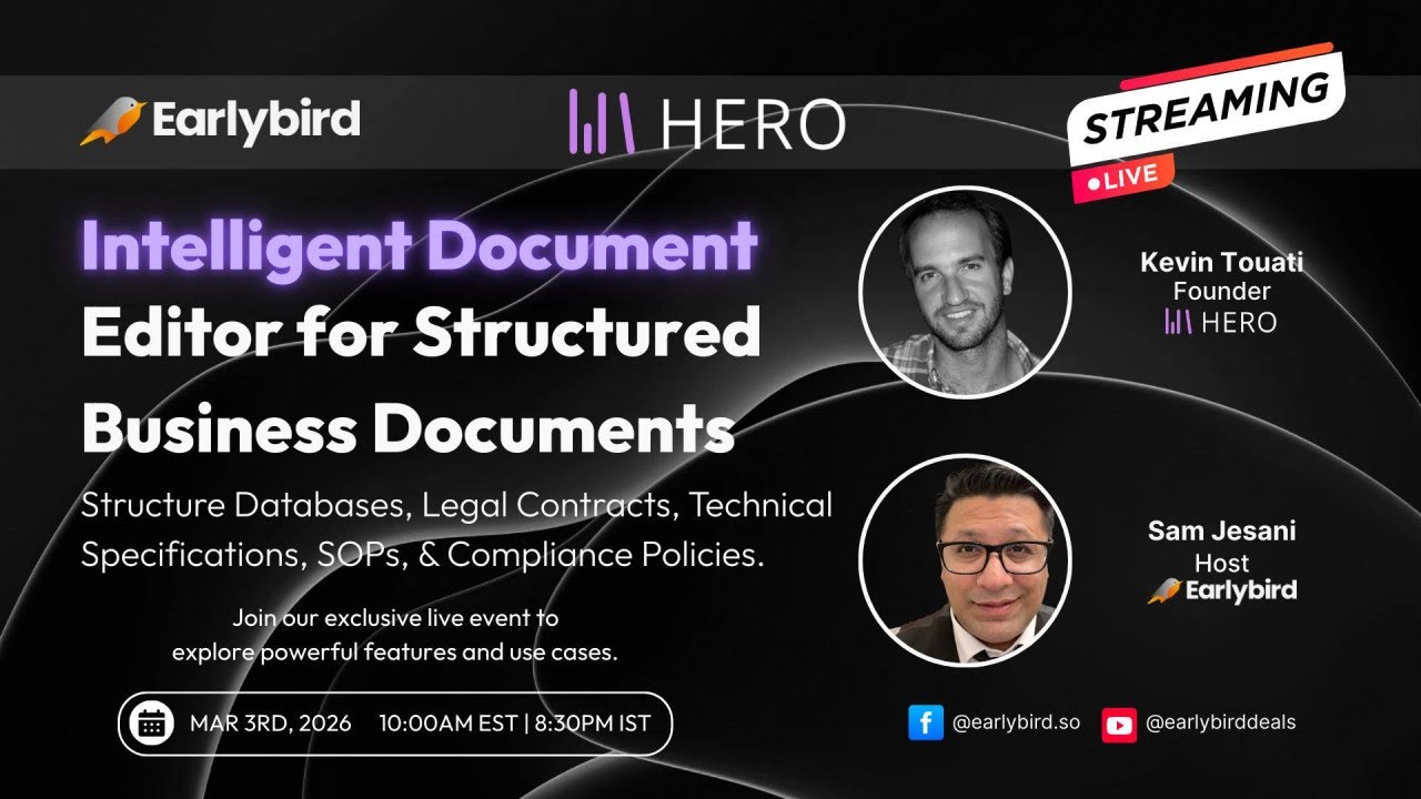 HERO Lifetime Deal Launch Event | Intelligent Document Editor for Structured Business Documents