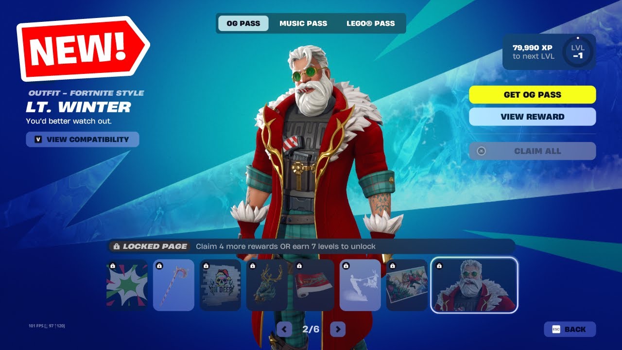Fortnite OG Season 7 Battle Pass Full Showcase- Skins, Emotes (All Levels Rewards)