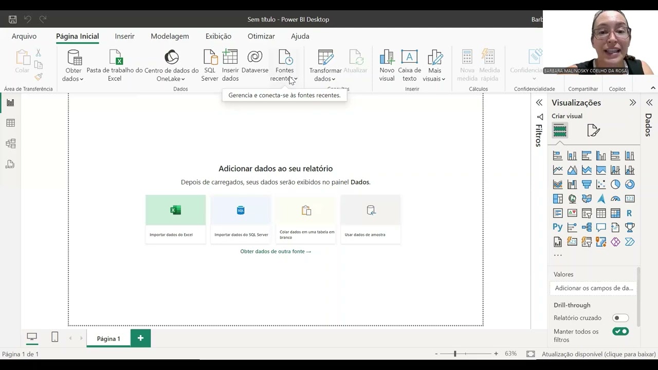 Menu Página Principal do Power BI Desktop