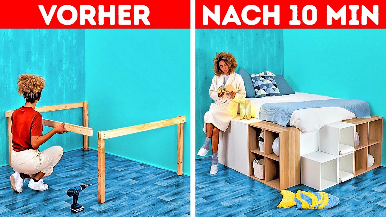 DIY-Plattformbett || Extreme Raumumgestaltung