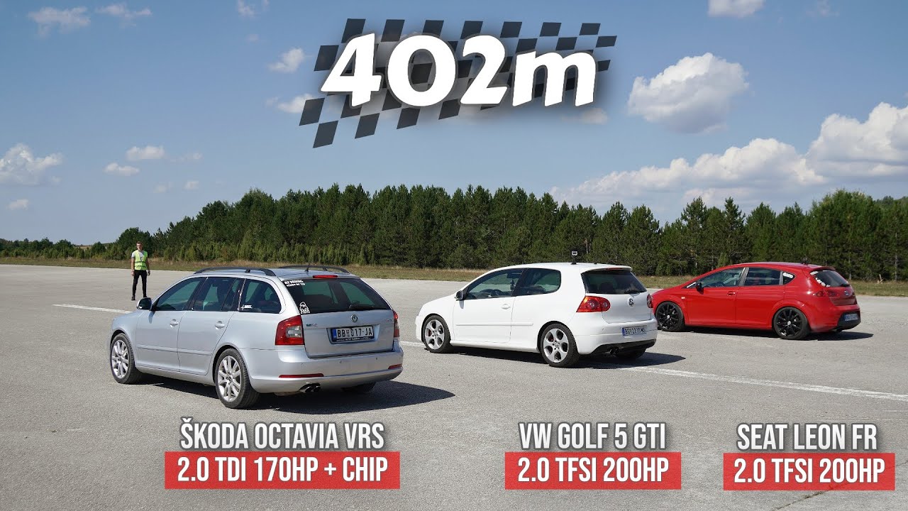 402m: VW Golf 5 GTI vs Seat Leon FR vs Škoda Octavia vRS