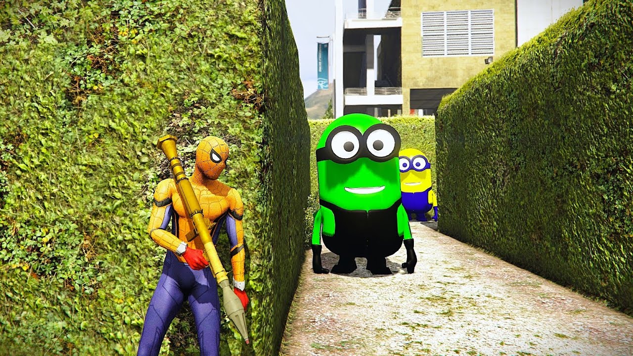 GTA 5 Epic Ragdolls RED SPIDERMAN VS RED MINION VS GREEN MINIONEuphoria Physics & Funny Fails EP 13