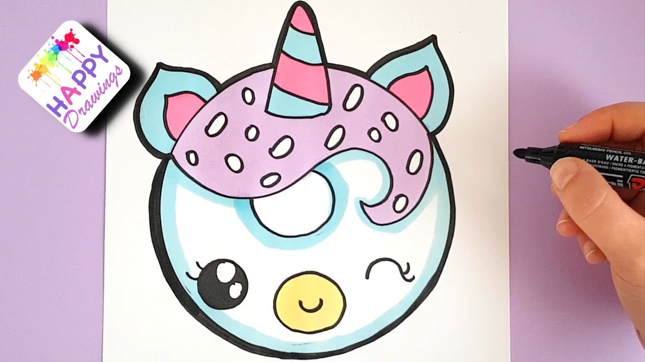HOW TO DRAW A UNICORN DONUT EASY STEP BY STEP