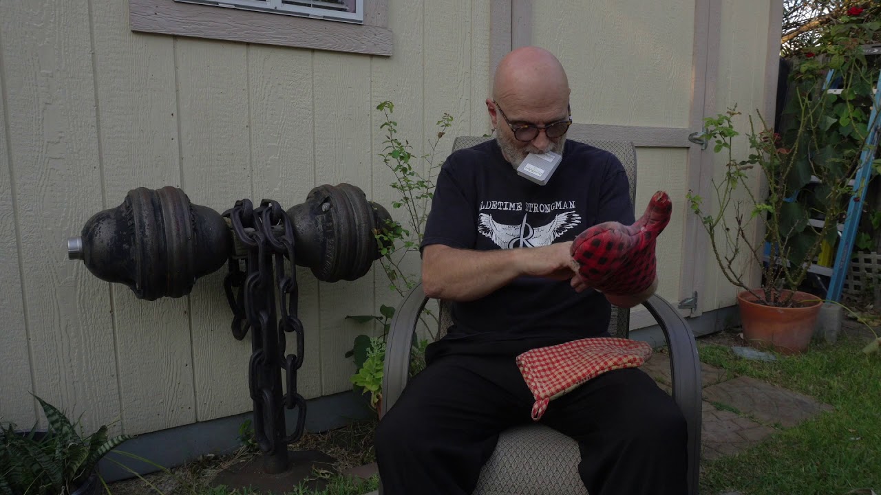 Grandmaster Strongman Dennis Rogers Ripping Cards in Oven Mitts