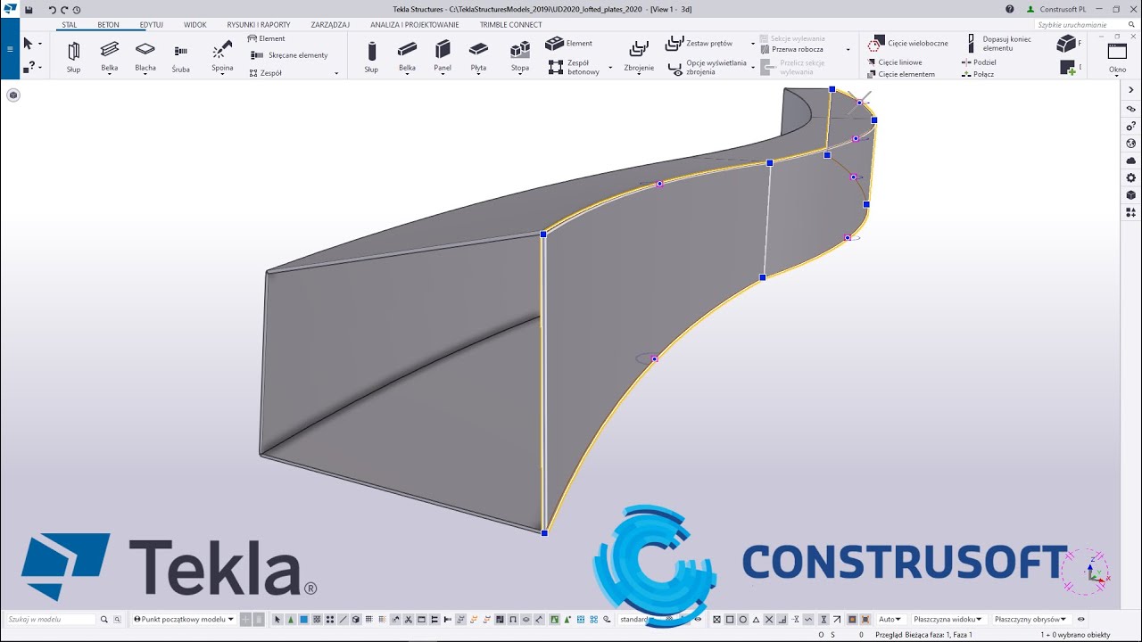 Blachy wyciagnięte | Lofted plates | Tekla Structures