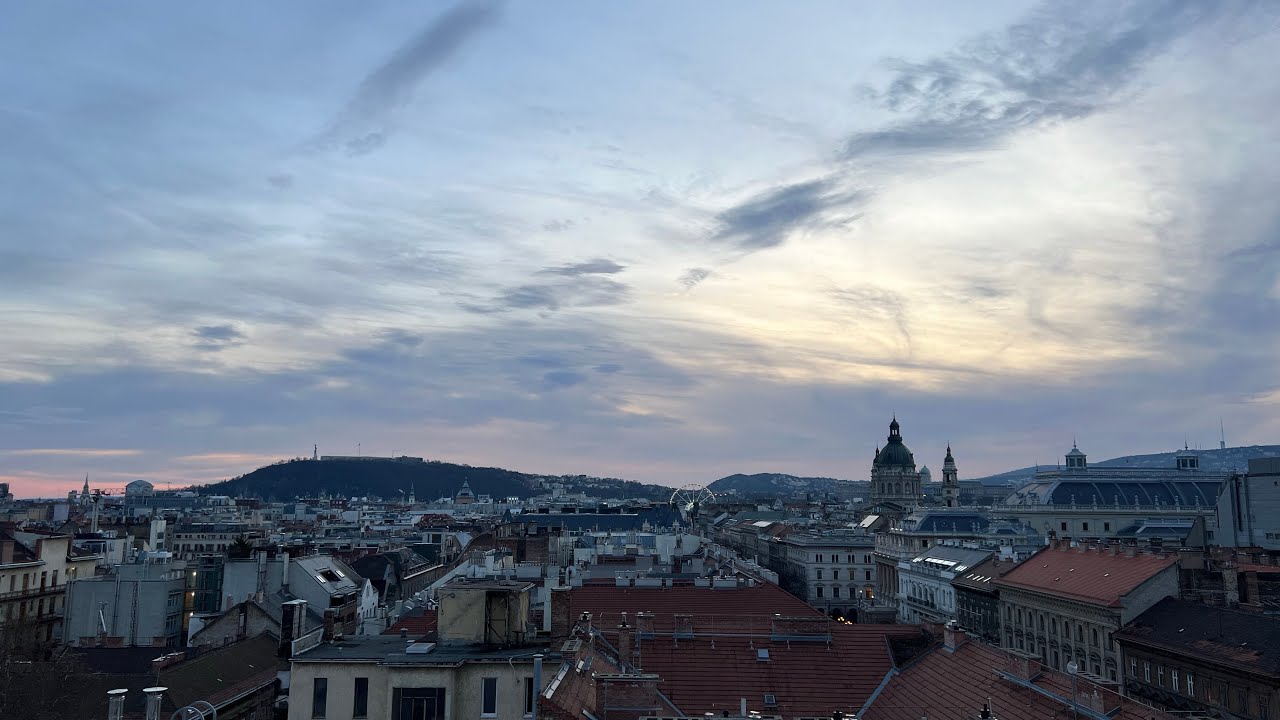 Sunset on 360 bar rooftoop, Budapest, Hungary