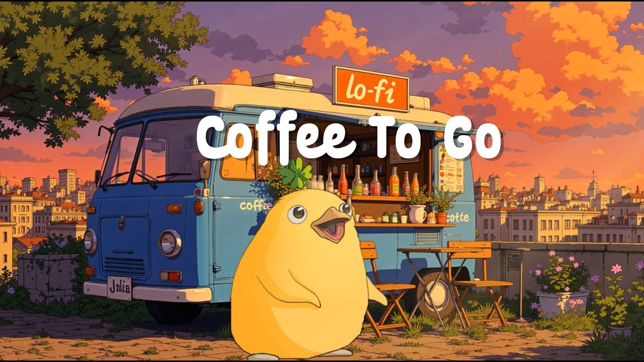 Cozy Sunset Café☕Lofi Ducky🦆Jazzhop for Study & Reading