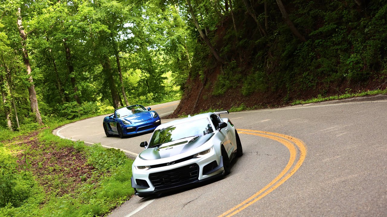 POV driving Camaro Zl1 1LE and Porsche Boxster GTS Tail of the dragon and Foothills parkway