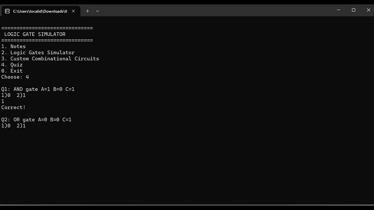 PROJECT COMPUTER PROGRAMMING (LOGIC GATES SIMULATOR) ADDING AUDIO FEEDBACK